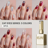 cat eye glue 5pcs (plain water + white moonlight + blackberry + created-created-ruby + raspberry)