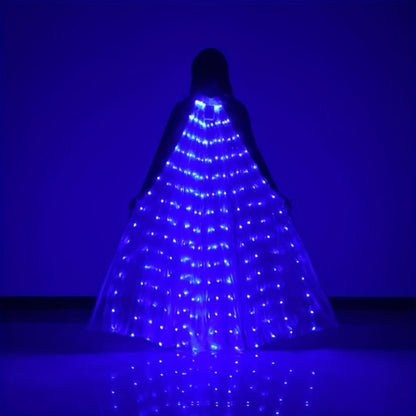 LED Feather Dance Costume Glowing Luminous – Light Up Belly Dance Performance Dress for Women Halloween Christmas Mardi Gras Rave Stage Show White Purple Warm White