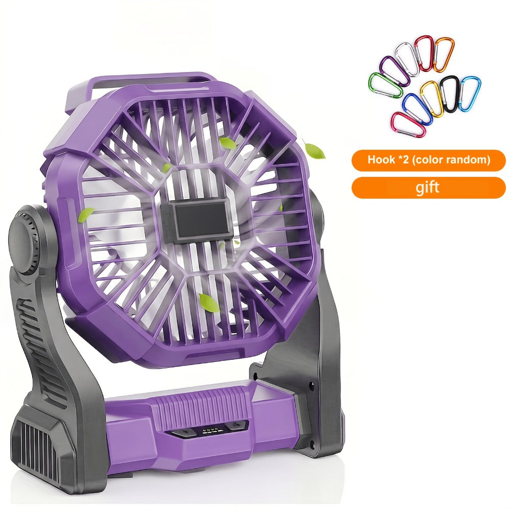 Camping Fan with LED Lantern, 3-in-1 Battery Powered Portable Fan Light for Tent Outdoor, Rechargeable Electric Fan with Timer 360° Rotation, for Camping Hiking Barbecue Travel Emergency