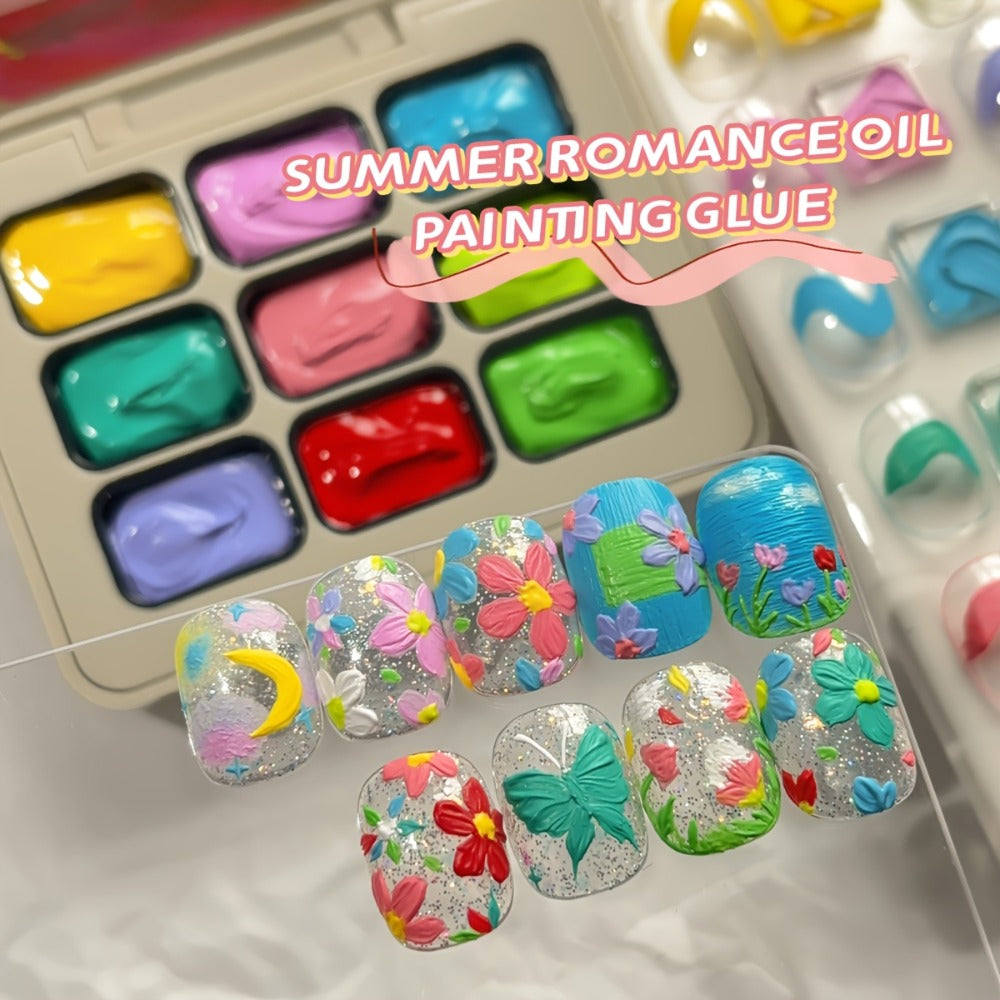 UV Gel Nail Polish Set 9 Colors Dopamine Summer – High-Saturation Gradient Soak Off Semi Permanent Nail Art Kit for Salon & DIY Manicure Gift for Women