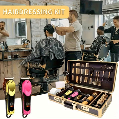 Adjustable Alloy Blade Hair Clipper Set for Men — USB Rechargeable Cordless Trimmer for Home, Salon & Travel, Gift Box Edition for Husband Boyfriend Father, Rose Red Golden Classic Styles