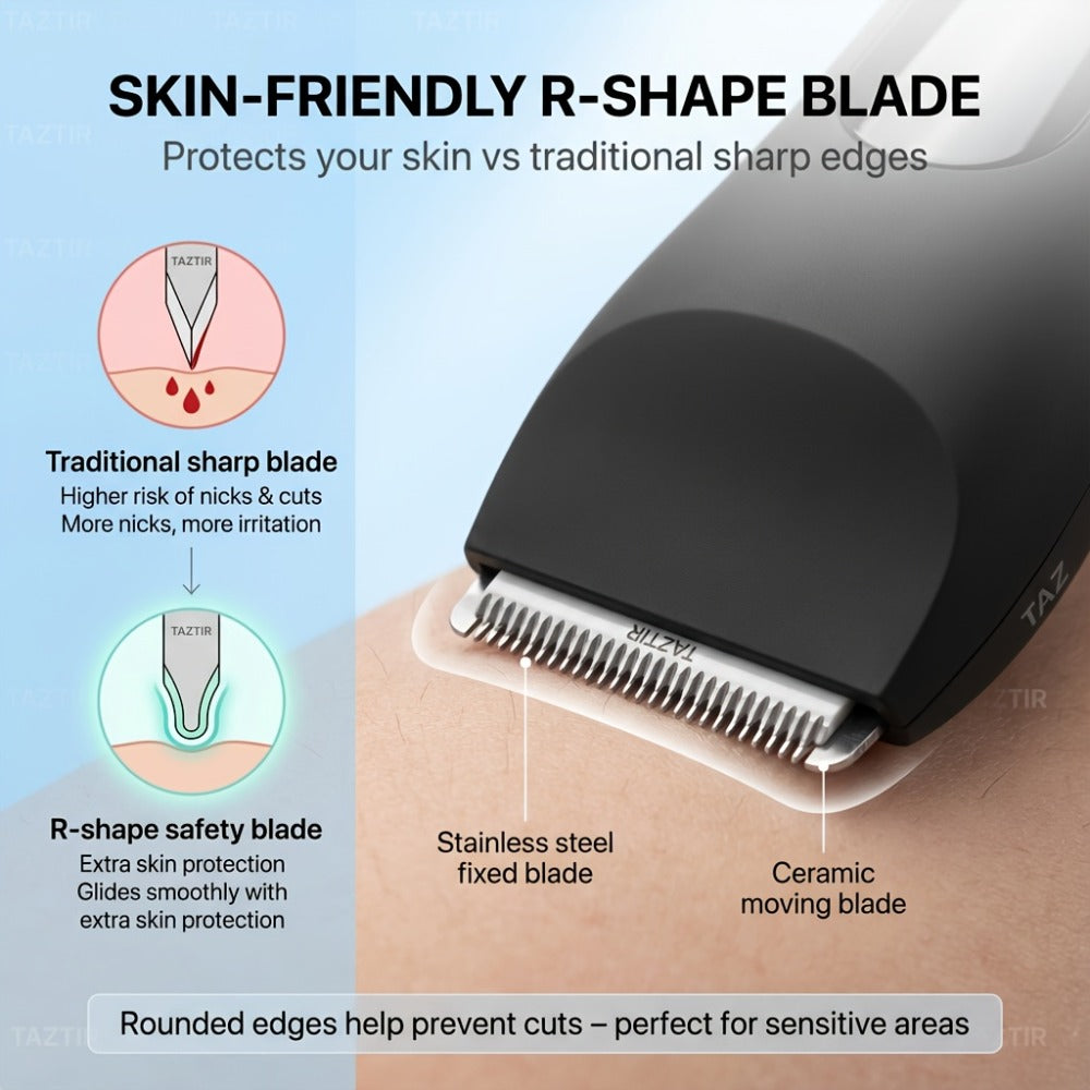 Waterproof Beard Trimmer 5-in-1 Body Grooming Kit for Men IP67 USB Rechargeable Electric Razor with Ceramic Blades LED Display – TAZTIR Black Matte Finish Gift Box Set, Birthday Father's Day Holiday Gift