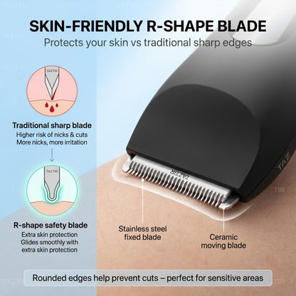 Waterproof Beard Trimmer 5-in-1 Body Grooming Kit for Men IP67 USB Rechargeable Electric Razor with Ceramic Blades LED Display – TAZTIR Black Matte Finish Gift Box Set, Birthday Father's Day Holiday Gift