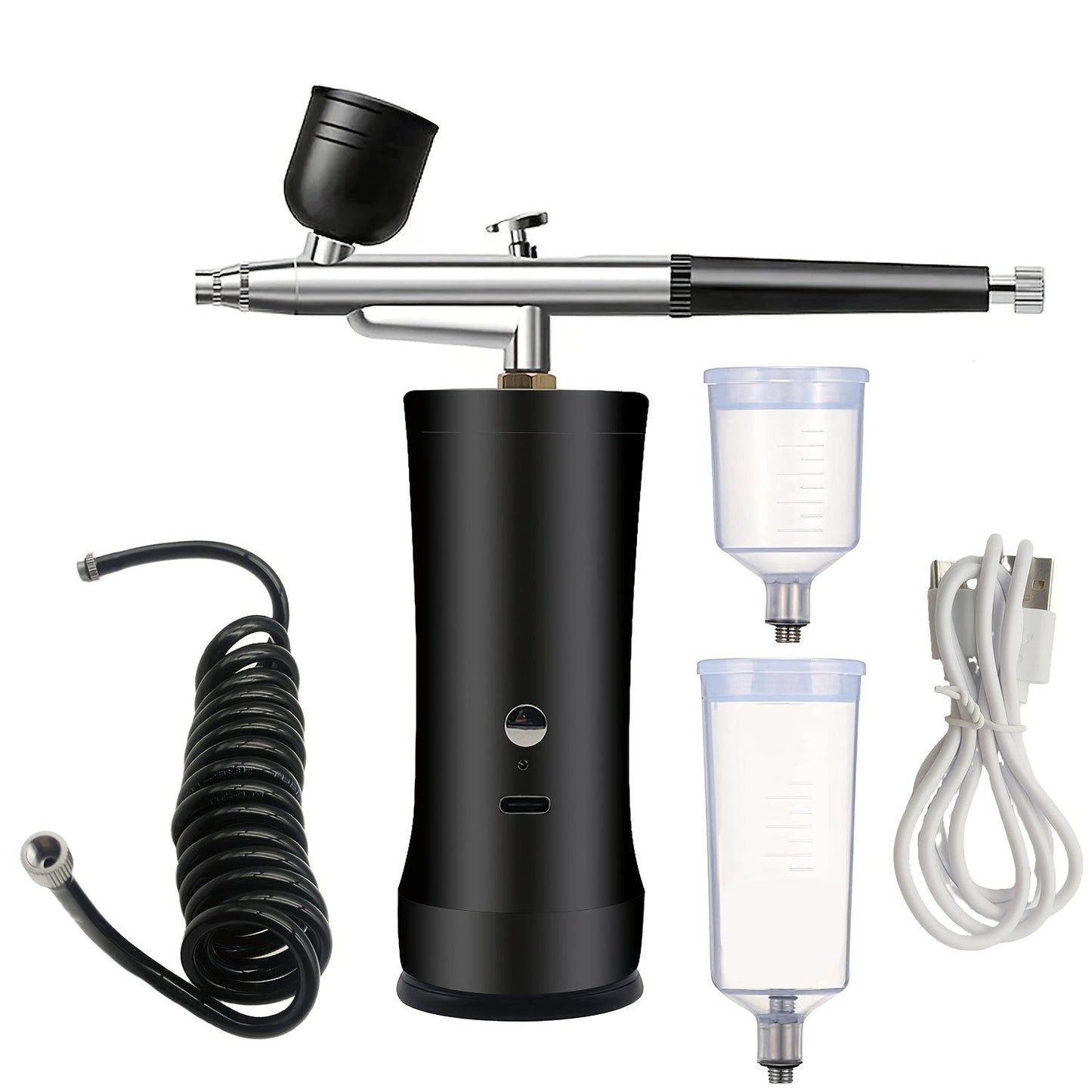 Cordless Airbrush Kit with Compressor Rechargeable Portable Handheld Air Brush Gun 3-Gear Pressure 3 Cup Sizes 7cc 20cc 40cc for Nail Art Makeup Model Painting Cake Decorating Graffiti Body Art