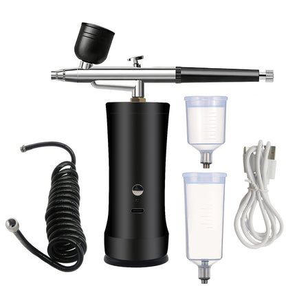 Cordless Airbrush Kit with Compressor Rechargeable Portable Handheld Air Brush Gun 3-Gear Pressure 3 Cup Sizes 7cc 20cc 40cc for Nail Art Makeup Model Painting Cake Decorating Graffiti Body Art