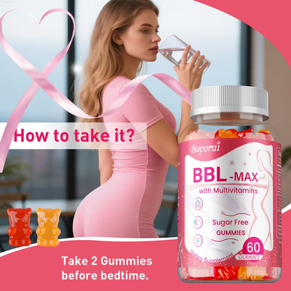 BBL Booty Gummies with Saw Palmetto & Wild Yam — Plant-Based Natural Curves Fuller Hips & Feminine Silhouette Support Supplement for Women | 60 or 120 Gummies