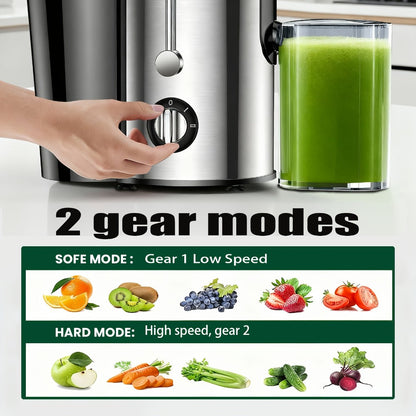 Centrifugal Juicer 600W Wide Mouth Juice Extractor - 3-Inch Feed Chute, High Juice Yield, Fast Juicing, Easy to Clean Detachable Design for Vegetables & Fruits, Multifunctional Juicer Machine
