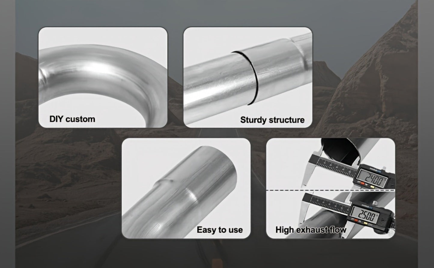 2.5 Inch Exhaust Pipe Kit Mandrel Bend - 8pcs Universal Mild Steel 16 Gauge Tubing with 90° 45° U-Bend & Straight Pipes for Custom Exhaust Fabrication