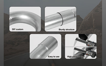 2.5 Inch Exhaust Pipe Kit Mandrel Bend - 8pcs Universal Mild Steel 16 Gauge Tubing with 90° 45° U-Bend & Straight Pipes for Custom Exhaust Fabrication