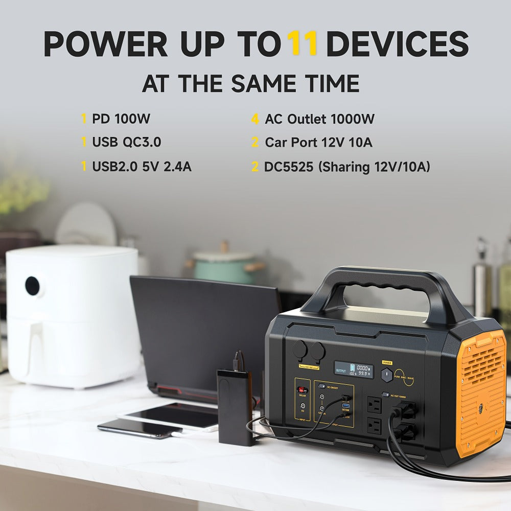 Portable Power Station 1075Wh/294Wh – 1000W/300W Solar Generator, Lithium Battery, 120V AC Outlet, for RV, Camping, Hiking, Fishing & Emergency Backup