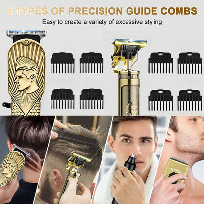 Hair Clipper & Beard Trimmer Set for Men USB Rechargeable with LCD Display – Professional Cordless Barber Kit Home Grooming Bundle, Gift for Men 2pcs or 4pcs