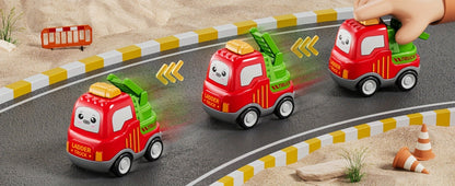 Transport Construction Truck Toy for Boys – 16.9 Inch Large Carrier Truck with 6 Cars, Lights & Sounds, Push & Go Vehicle Playset for Kids Toddlers, Birthday Christmas Gift for Boys Girls