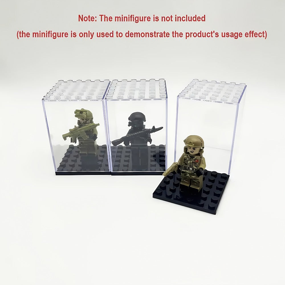 Minifigure Display Case 20-Pack – Clear Acrylic Stackable Storage Boxes for LEGO Figures, Action Figures & Collectibles | Dustproof 360° Showcase, 2.68×1.89×1.89 in