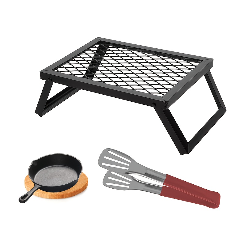 Campfire Grill Folding 16x12 Inch Heavy Steel - Portable Camp Grill with Legs & Clamps for Outdoor Cooking, Fire Pit Grill, Camping Grill Grate for Open Fire BBQ, Backpacking & Campfire Cooking