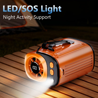 3-in-1 Portable Waist Fan with LED Flashlight & Power Bank | Rechargeable Clip-On Cooling Fan for Outdoor Work, Camping & Construction Sites, 3600mAh Battery, Digital Display