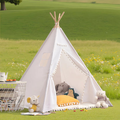 Kids Teepee Tent Indoor Outdoor Play Tent – Nordic Conical Princess Playhouse, Washable Kids Play Tent for Toddlers & Children | White, Blue, Pink, Star | Birthday Christmas Gift