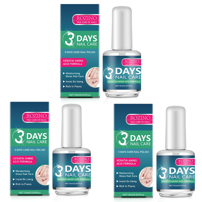 Keratin Nail Strengthening Oil 3-Pack — 3-Day Visible Results Quick-Drying Moisturizing Nail Care Oil, Prevents Peeling Breakage & Delamination, Enhances Nail Gloss for Brittle Fragile Soft Nails Women