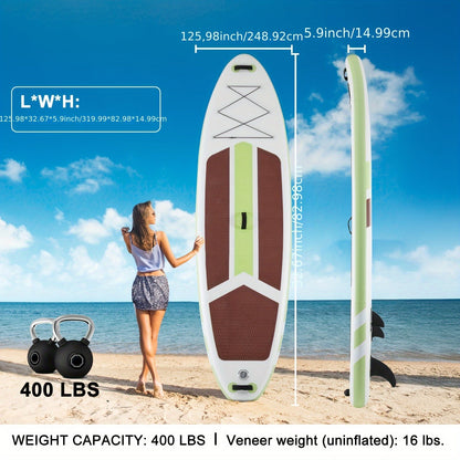 Inflatable Stand Up Paddle Board 10'6" x 32" – Non-Slip Deck iSUP with Premium Accessories | Stable & Durable Paddle Board for Fishing, Rowing, Seaside Travel & Outdoor Enthusiasts