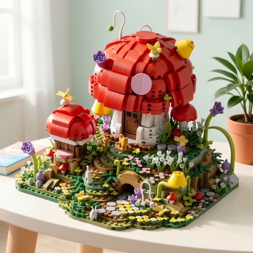 Fairy Mushroom House Building Blocks Set 2000+ Pcs – Mythical Fantasy Miniature Architecture Model 663 Desktop Decoration Display for Adults Teens Birthday Christmas Gift Fantasy Lovers