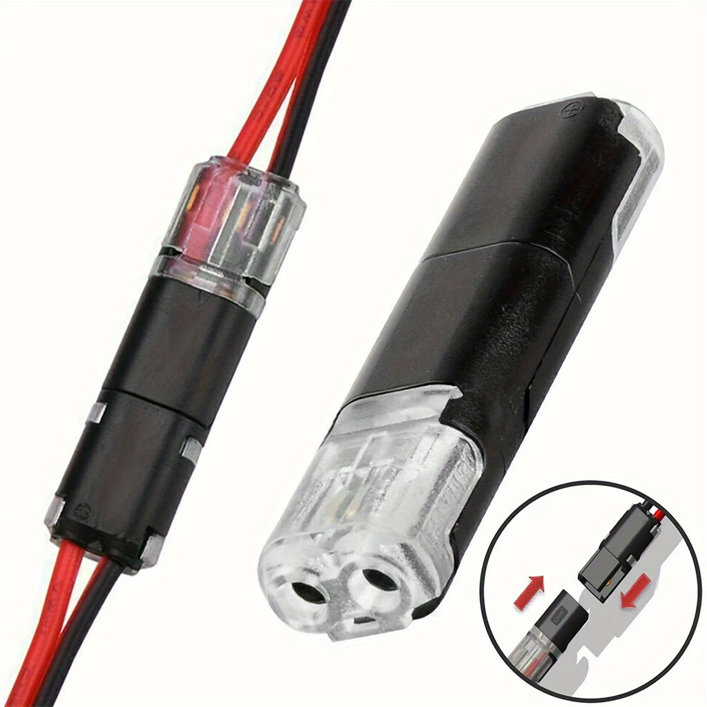 12pcs/ 60/72pcs Dual Line Plug-in Connector, 2-pin 2-port, PVC Insulation, Copper Contact Material, Quick Connect Terminal, No Charge Power Mode, with Locking Buckle, Used for Connecting LED Wires to Cars and Homes
