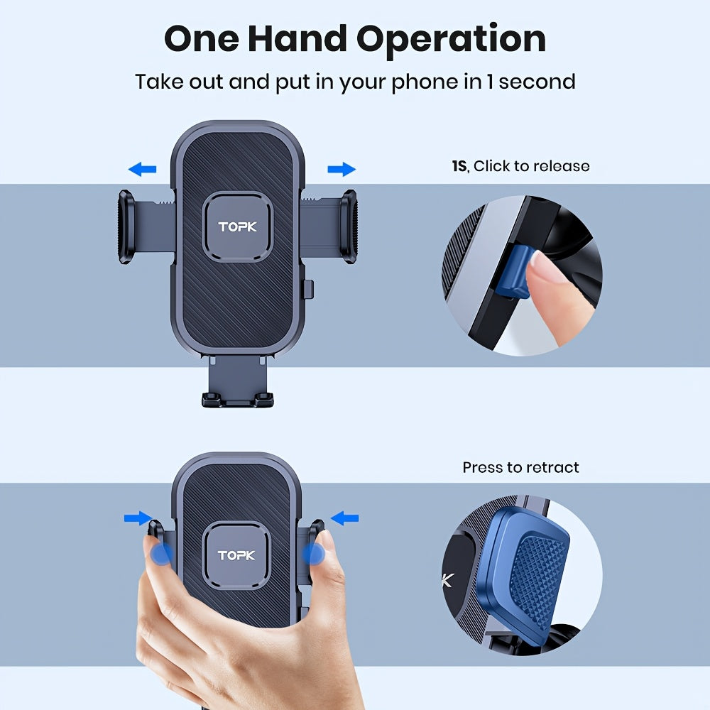 TOPK Upgrade Car Phone Holder Mount, Universal Cell Phone Car Mount for Dashboard Car Dash Mount Mobile Holder for iPhone, Samsung And All Android Smart Phones