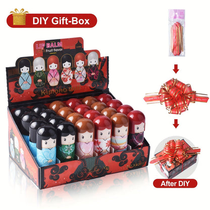 Lip Balm Set 24 Pieces - Cute Doll Design Moisturizing Lip Care, Long-Lasting Hydration for Dry & Chapped Lips, Fun Birthday Gift for Girls, Teens & Kids, Set A & Set B