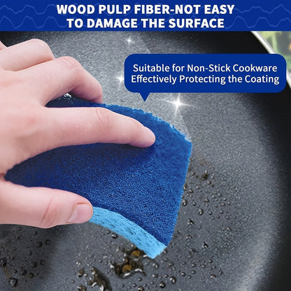 Non-Scratch Cellulose Sponge Dual-Sided with Tough Scouring Pad – Dishwashing Sponges for Kitchen, Dishes & Bathroom, Absorbent & Durable, Green or Blue, 9/12/18/27 Pack Value Sets