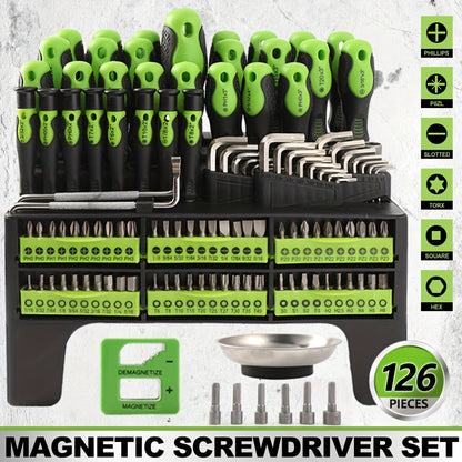 XSLRDKE 100/118/126pcs Magnetic Screwdriver Set, Insulated Magnetic Screwdriver Tool with Plastic Racking for Electronics And Precision Work, Non-Slip Rubber Handles, Men's Tool Gift, Holiday Gift, Tools Set Deal Clearance, Tools Set