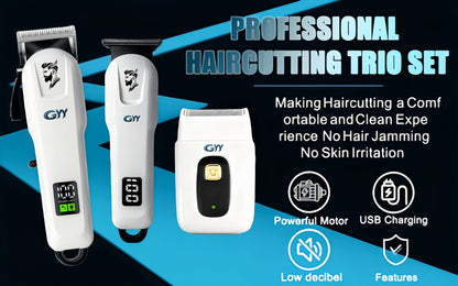 Hair Clipper Kit with Scissors for Home & Salon — Professional Stainless Steel Blade, Digital Display, USB Rechargeable Hair Cutting Set, Complete Grooming Kit, Gift for Father's Day & Birthdays