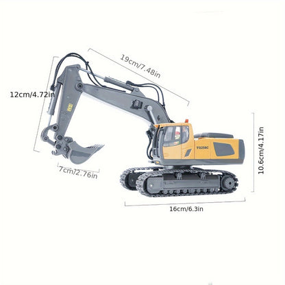RC Construction Truck Toy 1:24 Scale Alloy Bulldozer Dump Truck & Excavator – 11-Channel Remote Control with Forward, Backward, Turning & Sound, Indoor Outdoor RC Toy Gift for Boys Girls