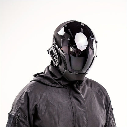 Mechanical Cyberpunk Mask Black – Futuristic Sci-Fi Half Face Costume Prop for Halloween Cosplay, Rave Bar Club Party, Stage Performance & Photography, Cool Gift for Adults Men Women