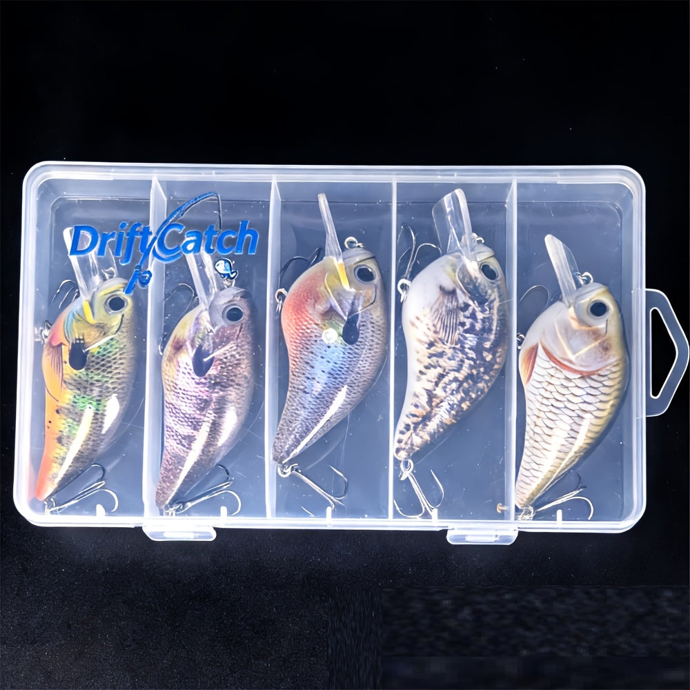 Crankbait Fishing Lures 5-Pack – 2.95inch 15.5g Deep Diving Fat Body Wobbler, Slow Sinking Hard Bait for Bass, Trout & Walleye in Freshwater & Saltwater