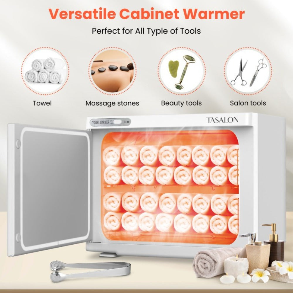 Hot Towel Warmer Cabinet 23L Holds 72 Towels Heats to 158-176°F in 10-15 Min – Professional Salon & Spa Facial Towel Steamer for Esthetician, Massage & Hair Beauty, Black & White