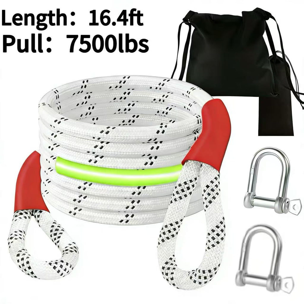 Heavy Duty Recovery Tow Rope, 7500 LBS Break Strength | Emergency Tow Rope for Truck, for Jeep, ATV & More, Towing Strap with 2pcs D Ring Shackles, Reflective Safety Flag, Storage Bag, Durable Polyamide Material