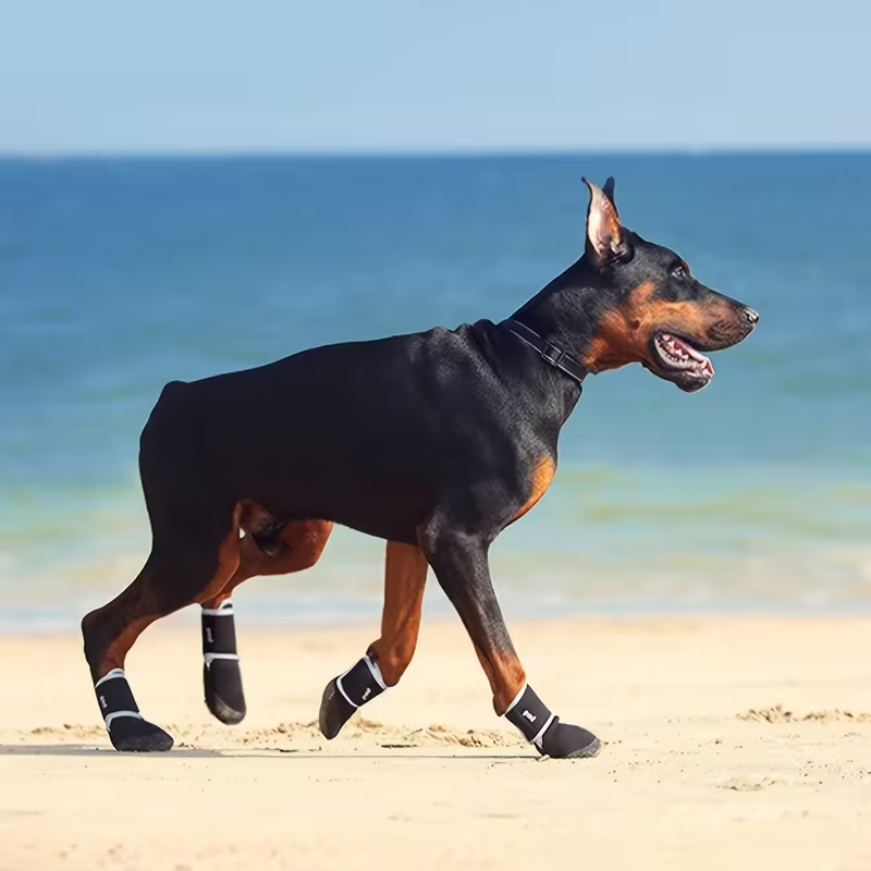 Dog Boots Waterproof Non-Slip Reflective Shoes for Medium & Large Dogs – Soft Wear-Resistant Paw Protector with Safety Reflective Tape, All-Season Dog Footwear