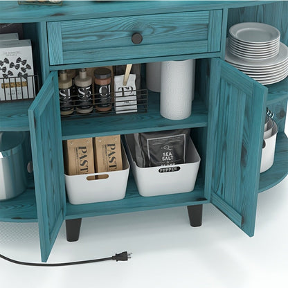 51.97-Inch Freestanding Sideboard Buffet Cabinet with Open Shelves for Kitchen detail image - detail view 10