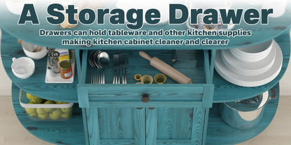 51.97-Inch Freestanding Sideboard Buffet Cabinet with Open Shelves for Kitchen detail image - detail view 13