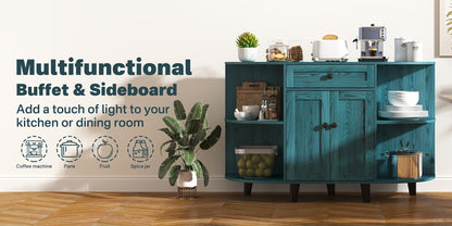 51.97-Inch Freestanding Sideboard Buffet Cabinet with Open Shelves for Kitchen detail image - detail view 14