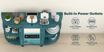 51.97-Inch Freestanding Sideboard Buffet Cabinet with Open Shelves for Kitchen detail image - detail view 15