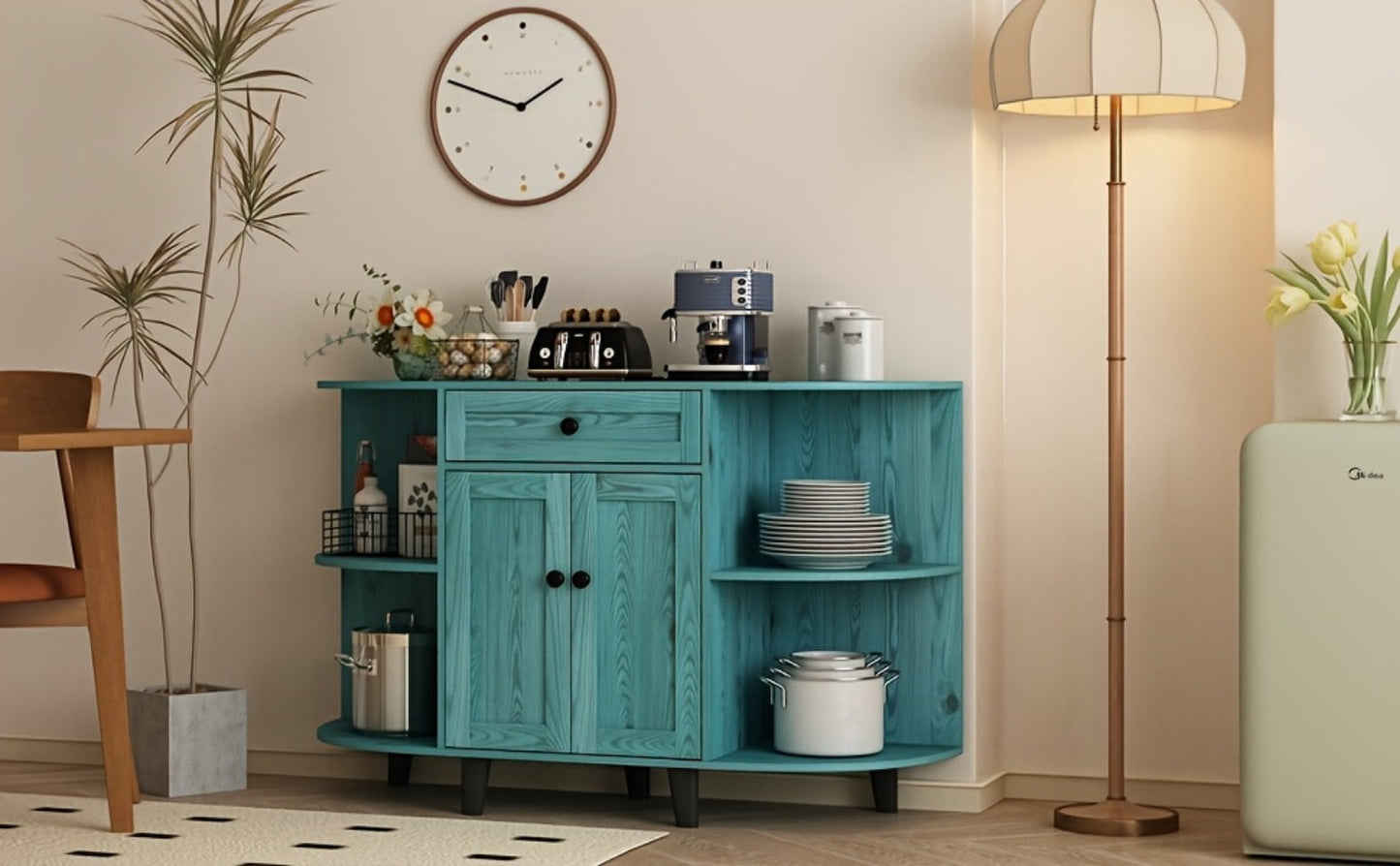 51.97-Inch Freestanding Sideboard Buffet Cabinet with Open Shelves for Kitchen detail image - detail view 16