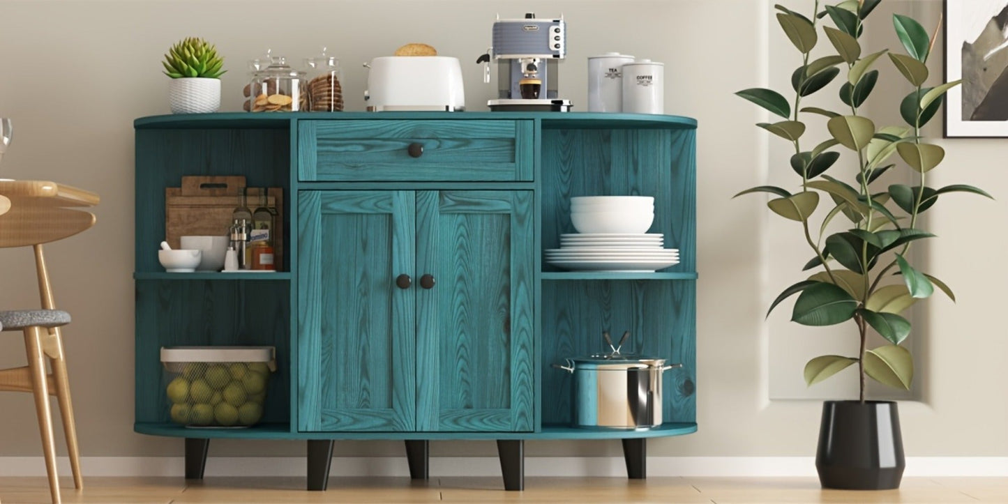 51.97-Inch Freestanding Sideboard Buffet Cabinet with Open Shelves for Kitchen detail image - detail view 18