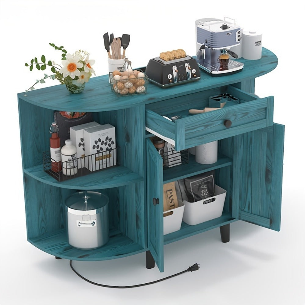 51.97-Inch Freestanding Sideboard Buffet Cabinet with Open Shelves for Kitchen detail image - detail view 9