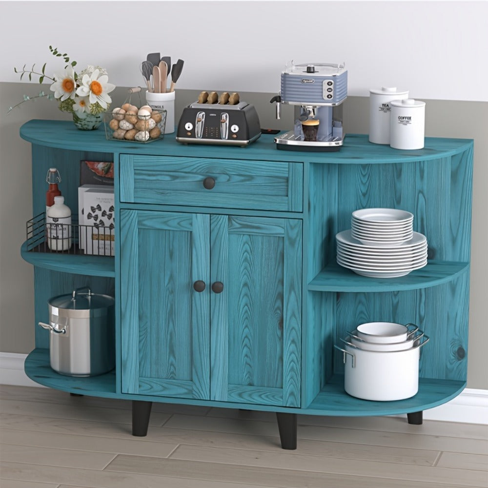 Sideboard Buffet Cabinet with Doors, Drawer & 5 Open Shelves, 51.97" Freestanding Kitchen shown in the main product view