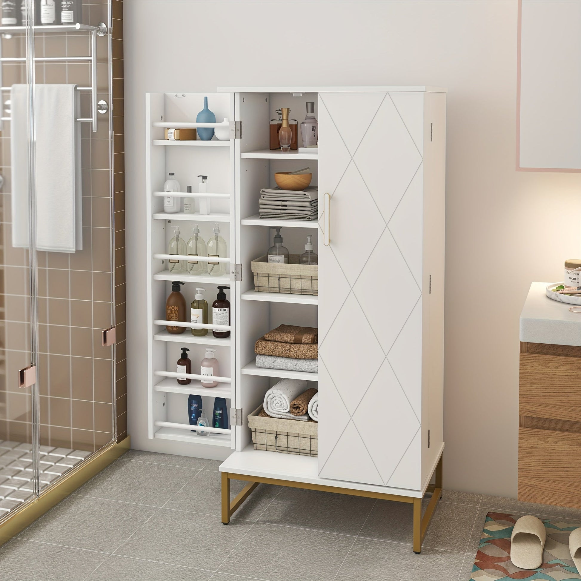 51-Inch Tall Kitchen Pantry Cabinet with Adjustable Shelves for Organized Everyday Storage detail image - detail view 7