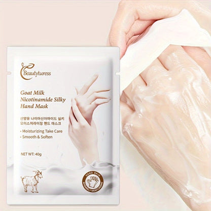 Moisturizing Hand Mask Gloves 20 Pairs with Niacinamide, Goat Milk & Glycerin | Brightening Deep Hydration Spa Treatment for Dry Rough Cracked Hands | Hypoallergenic Fragrance-Free Bulk Gift for Women