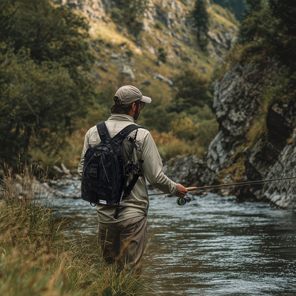 Waterproof Fishing Backpack Tackle Sling Bag – Rod Holder Daypack for Shore, Kayak & Fly Fishing | Men Women Outdoor Gear