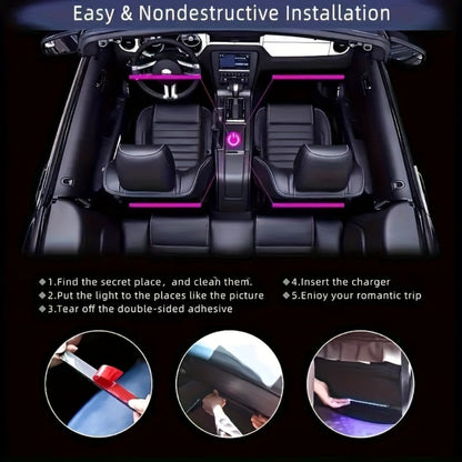 RGB LED Car Interior Lights 48 LEDs Under Dash Strip Lighting Kit with App Control & Remote – Multicolor Music Sync for Car Truck SUV (App / Remote / USB+Remote)