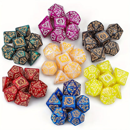 DnD Dice Set 49pcs Dragon Pattern Polyhedral Dice 7 Sets with Pouches – D4 D6 D8 D10 D12 D20 for Dungeons & Dragons RPG MTG Tabletop Games, 7 Colors Acrylic Gamer Gift