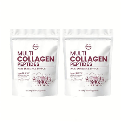 Multi-Collagen Powder with Hydrolyzed Collagen Peptides Types I II III V & X Plus Biotin & Vitamin C — Unflavored Collagen for Skin, Hair, Nails, Joints & Gut Health, 2 Pack for Women & Men