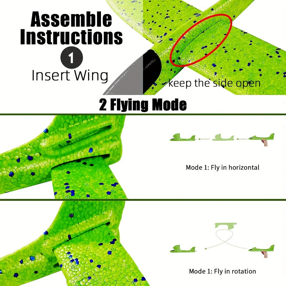 Foam Glider Airplane Toy for Kids – 17.5 Inch Large Throwing Foam Plane with 2 Flying Modes, 4 or 6 Pack | Best Outdoor Birthday Gift for Boys Ages 3-12